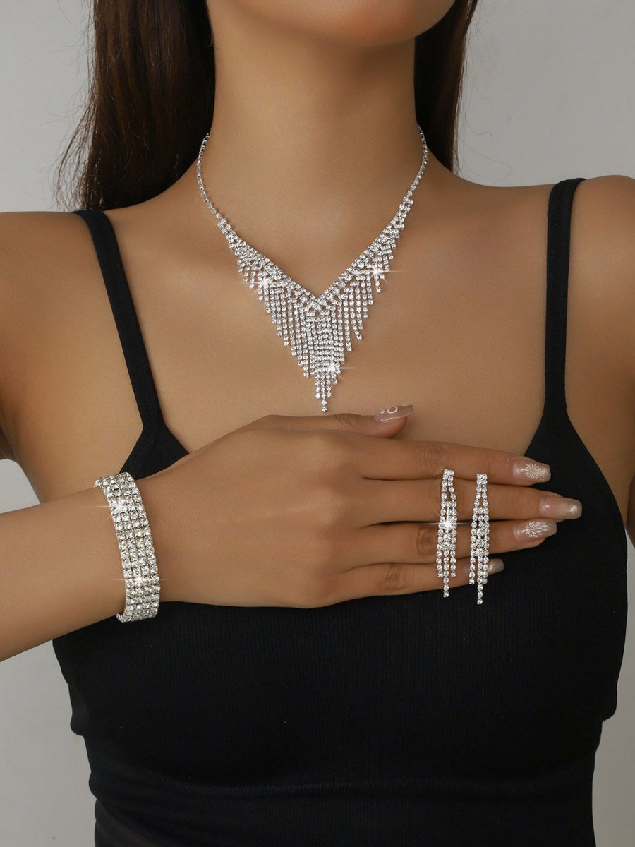 3-Piece Embellished Necklace, Bracelet And Earrings Jewelry Set
