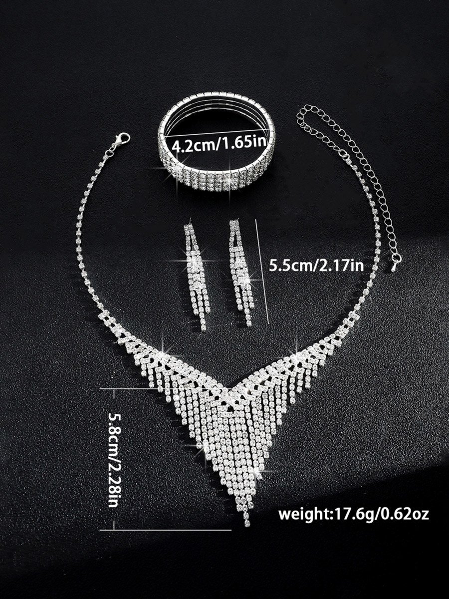 3-Piece Embellished Necklace, Bracelet And Earrings Jewelry Set