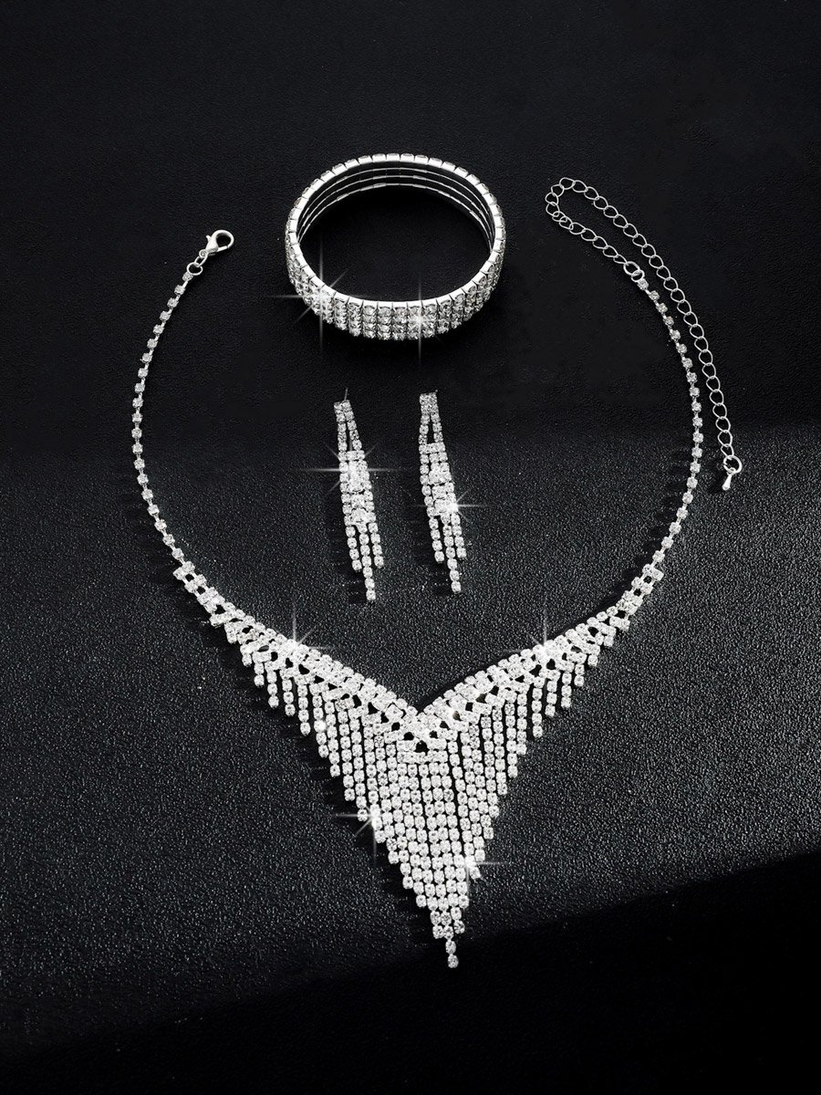 3-Piece Embellished Necklace, Bracelet And Earrings Jewelry Set