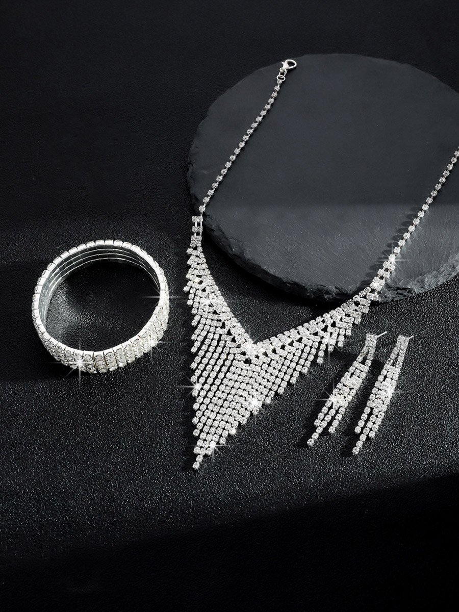 3-Piece Embellished Necklace, Bracelet And Earrings Jewelry Set