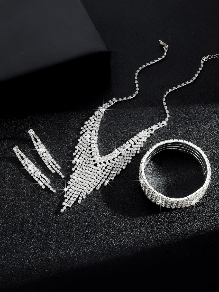 3-Piece Embellished Necklace, Bracelet And Earrings Jewelry Set