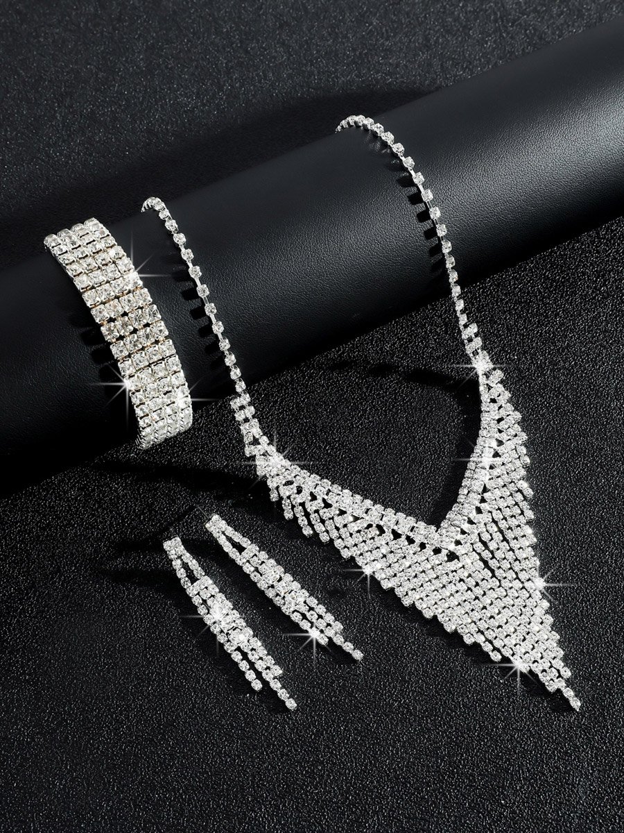 3-Piece Embellished Necklace, Bracelet And Earrings Jewelry Set
