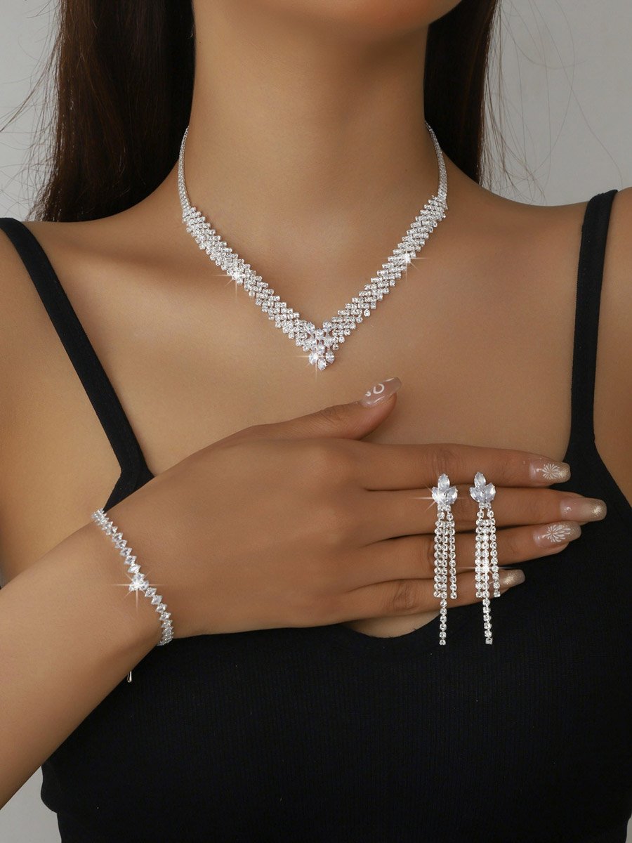 3-Piece Embellished Necklace, Bracelet And Earrings Jewelry Set