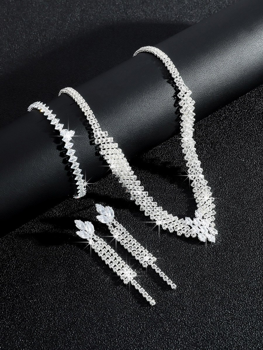 3-Piece Embellished Necklace, Bracelet And Earrings Jewelry Set