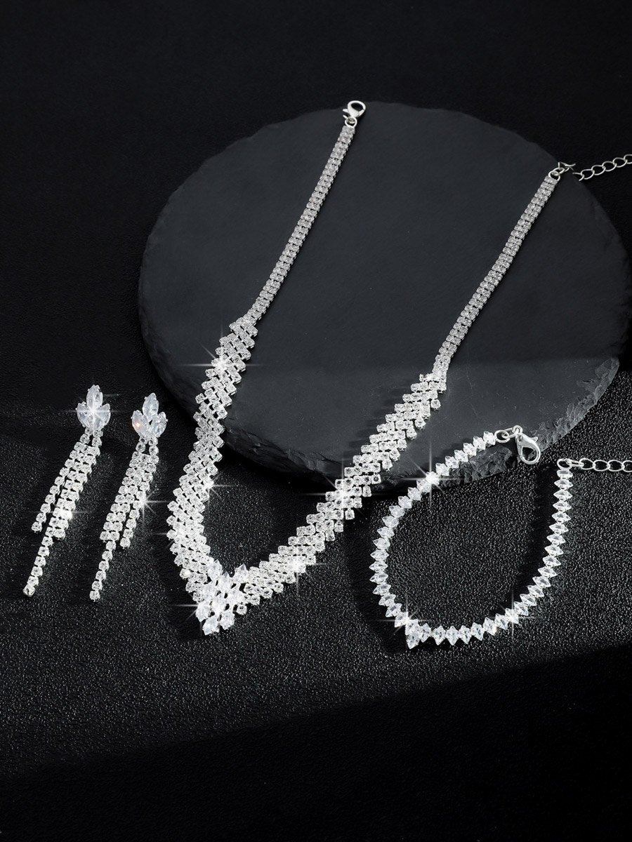 3-Piece Embellished Necklace, Bracelet And Earrings Jewelry Set