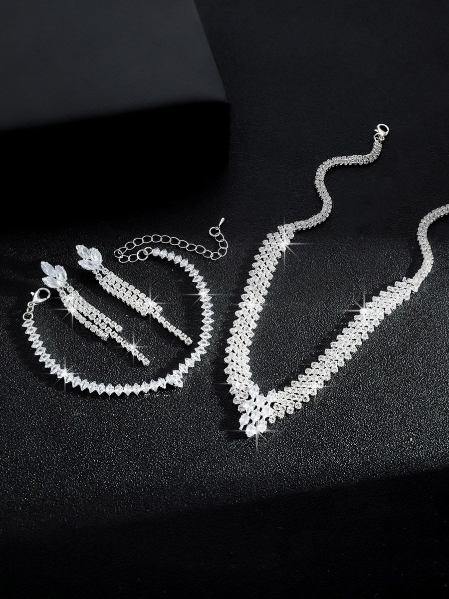 3-Piece Embellished Necklace, Bracelet And Earrings Jewelry Set