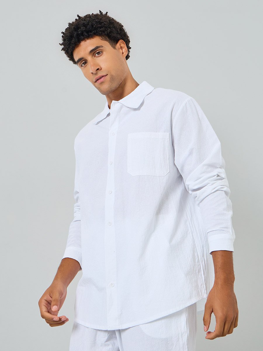 Men Solid Pocket Detail Shirt and Pants Co-Ords