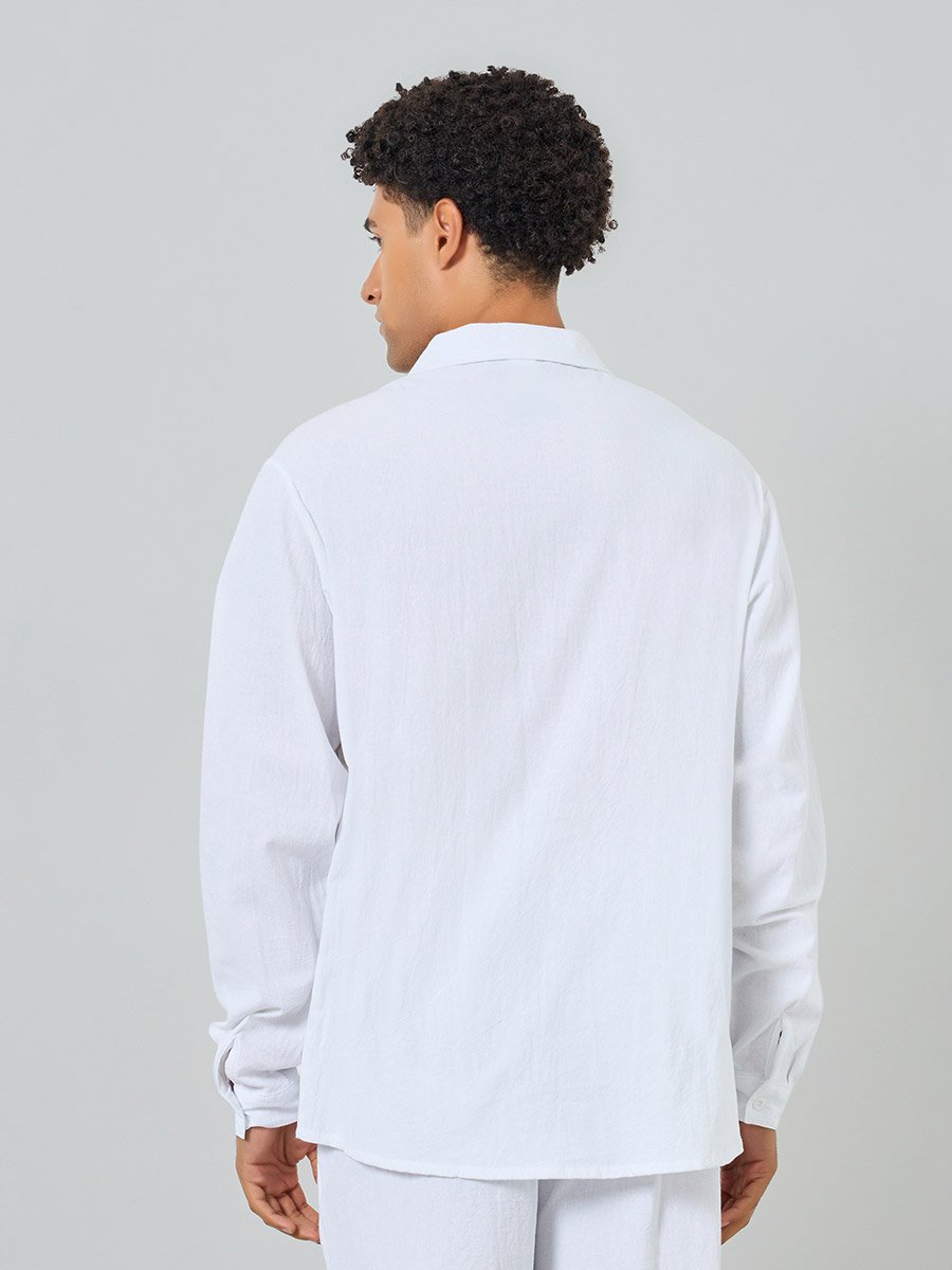 Men Solid Pocket Detail Shirt and Pants Co-Ords