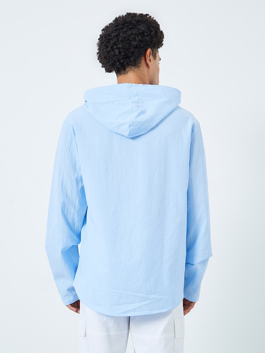 Men Relaxed Fit Solid Hooded Shirt