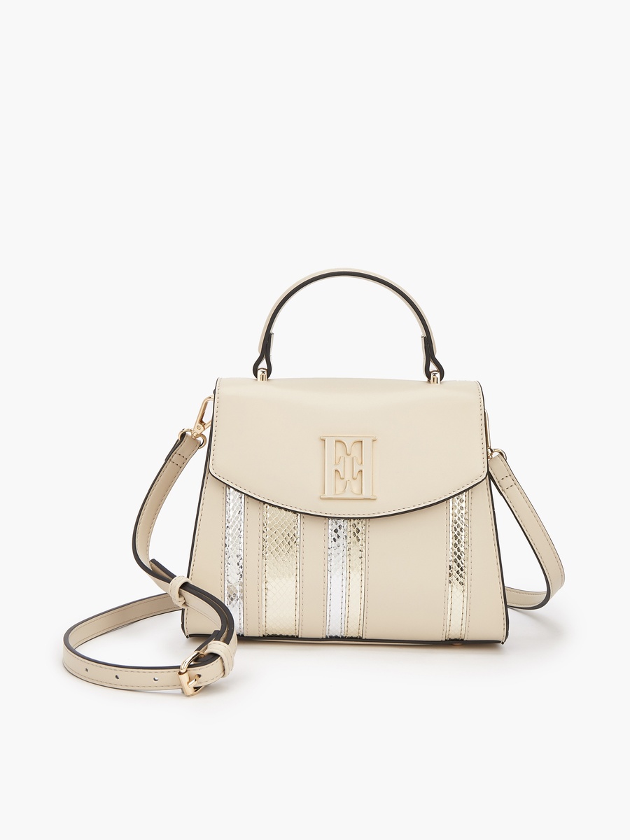 Panelled Satchel Bag with Detachable Strap -  W 22  x  H 17.5 cm