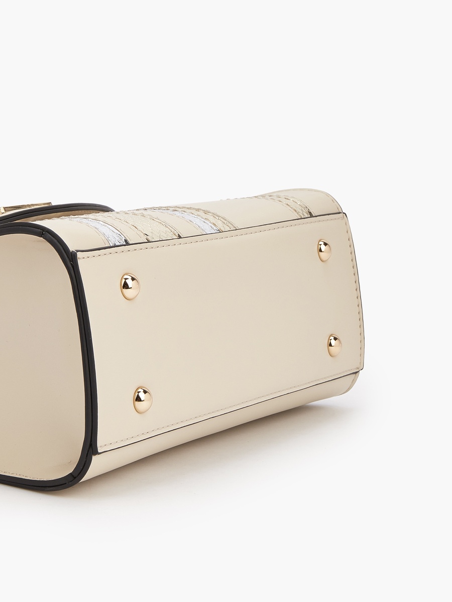 Panelled Satchel Bag with Detachable Strap -  W 22  x  H 17.5 cm