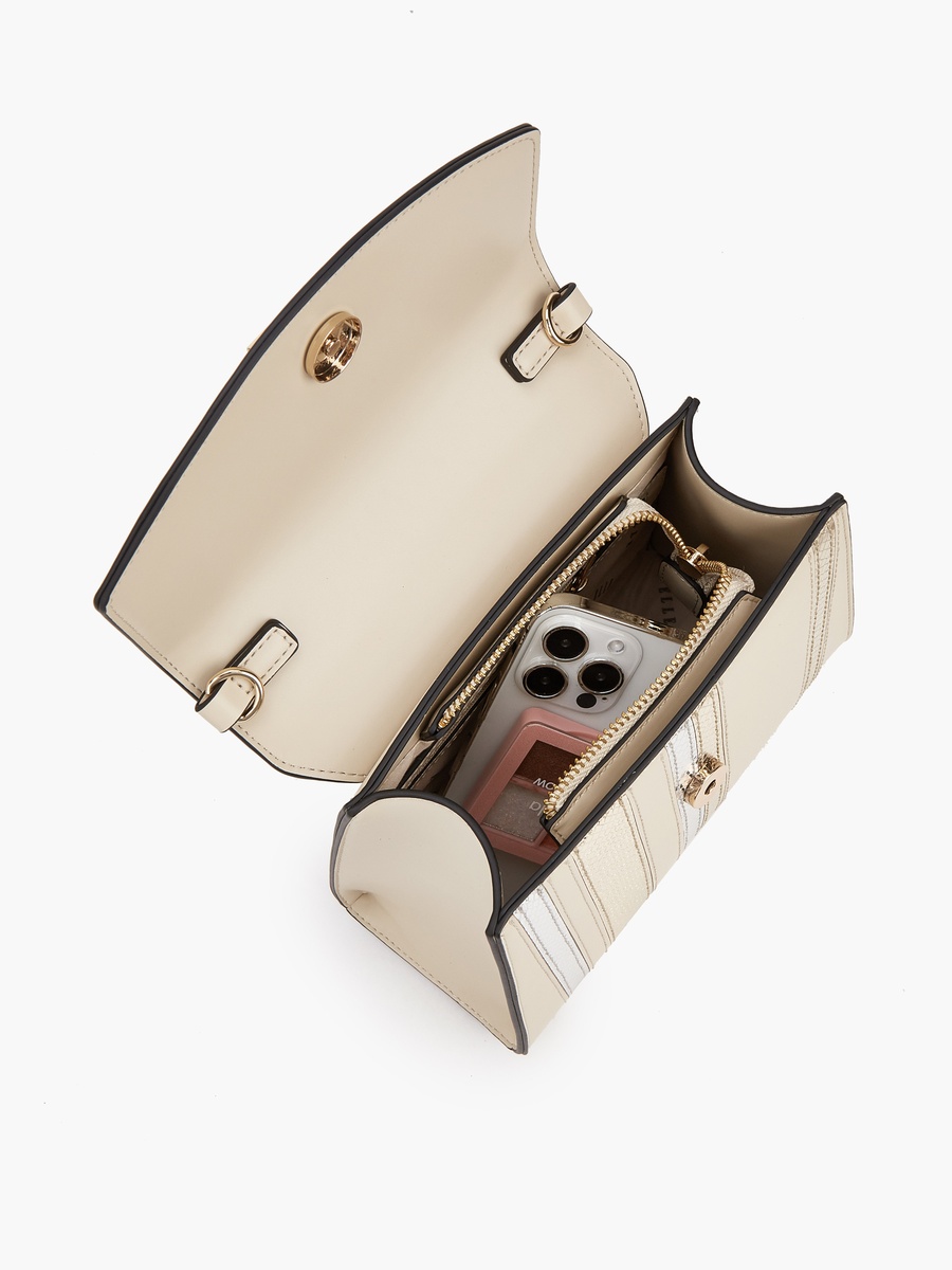 Panelled Satchel Bag with Detachable Strap -  W 22  x  H 17.5 cm