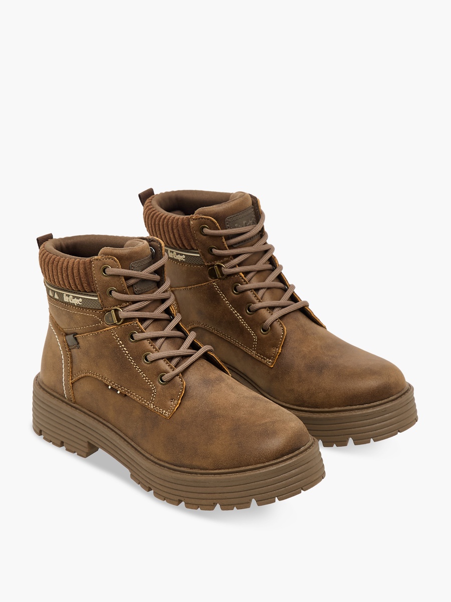 Women Panelled Lace-Up Ankle Boots