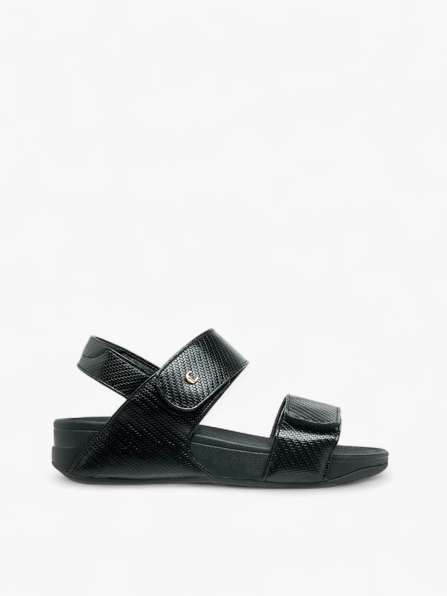 Women Textured Hook and Loop Strap Sandals