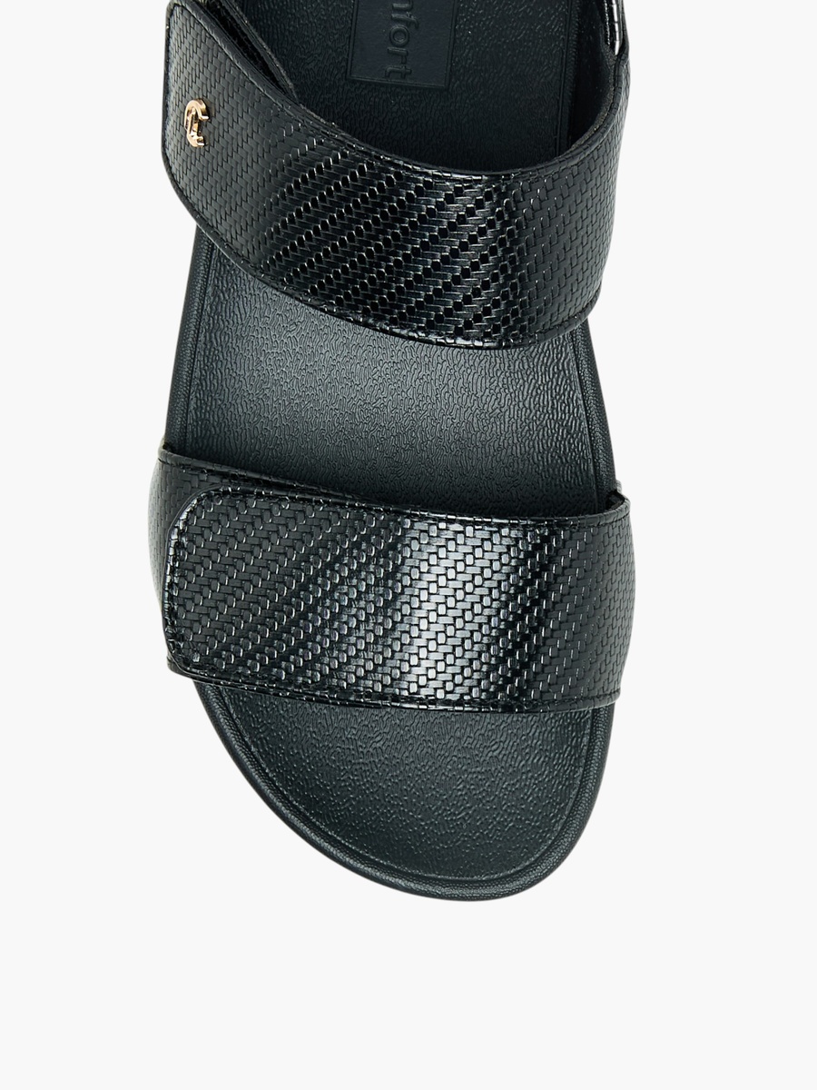 Women Textured Hook and Loop Strap Sandals