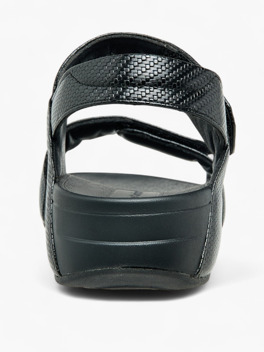 Women Textured Hook and Loop Strap Sandals