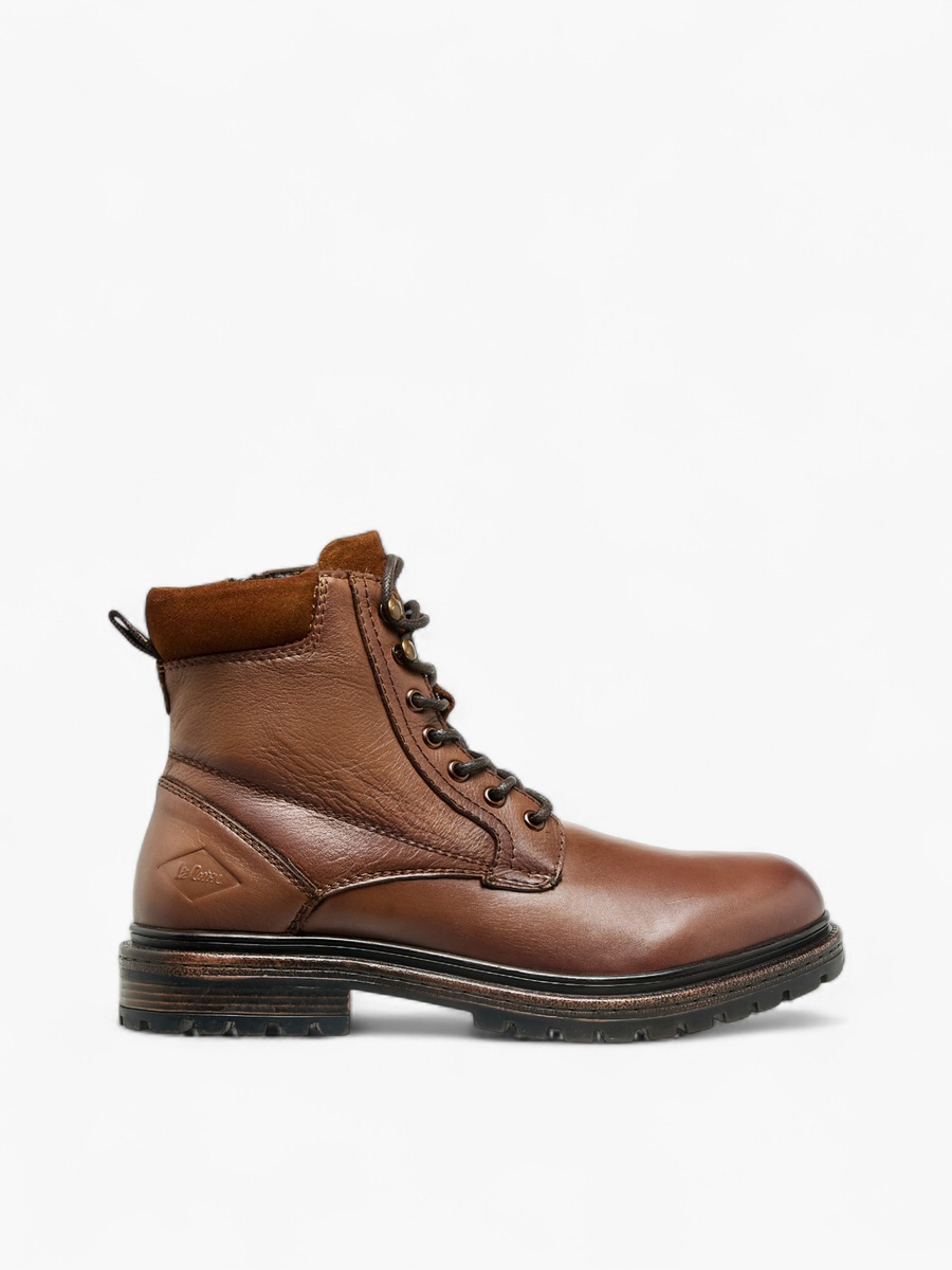 Men Leather Panelled Ankle Boots