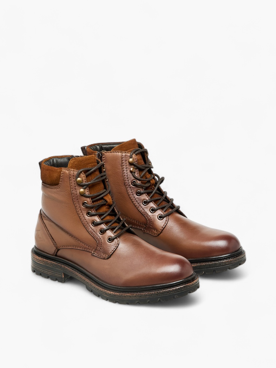 Men Leather Panelled Ankle Boots