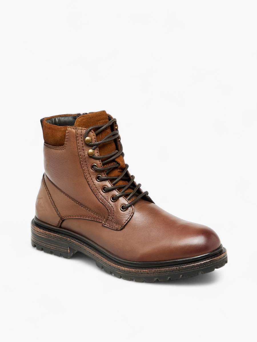 Men Leather Panelled Ankle Boots
