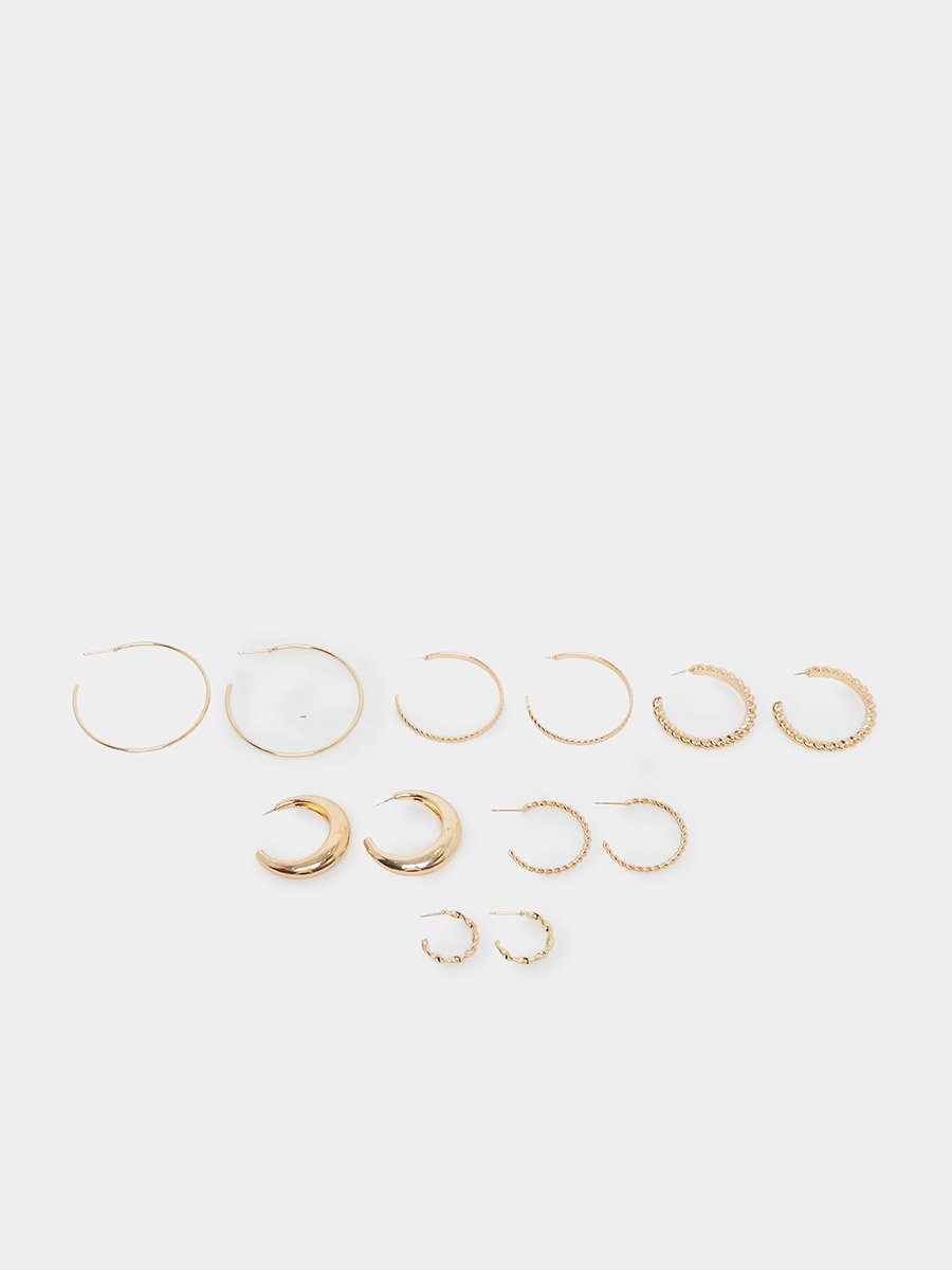Pack of 6 - Gold Hoop Earrings