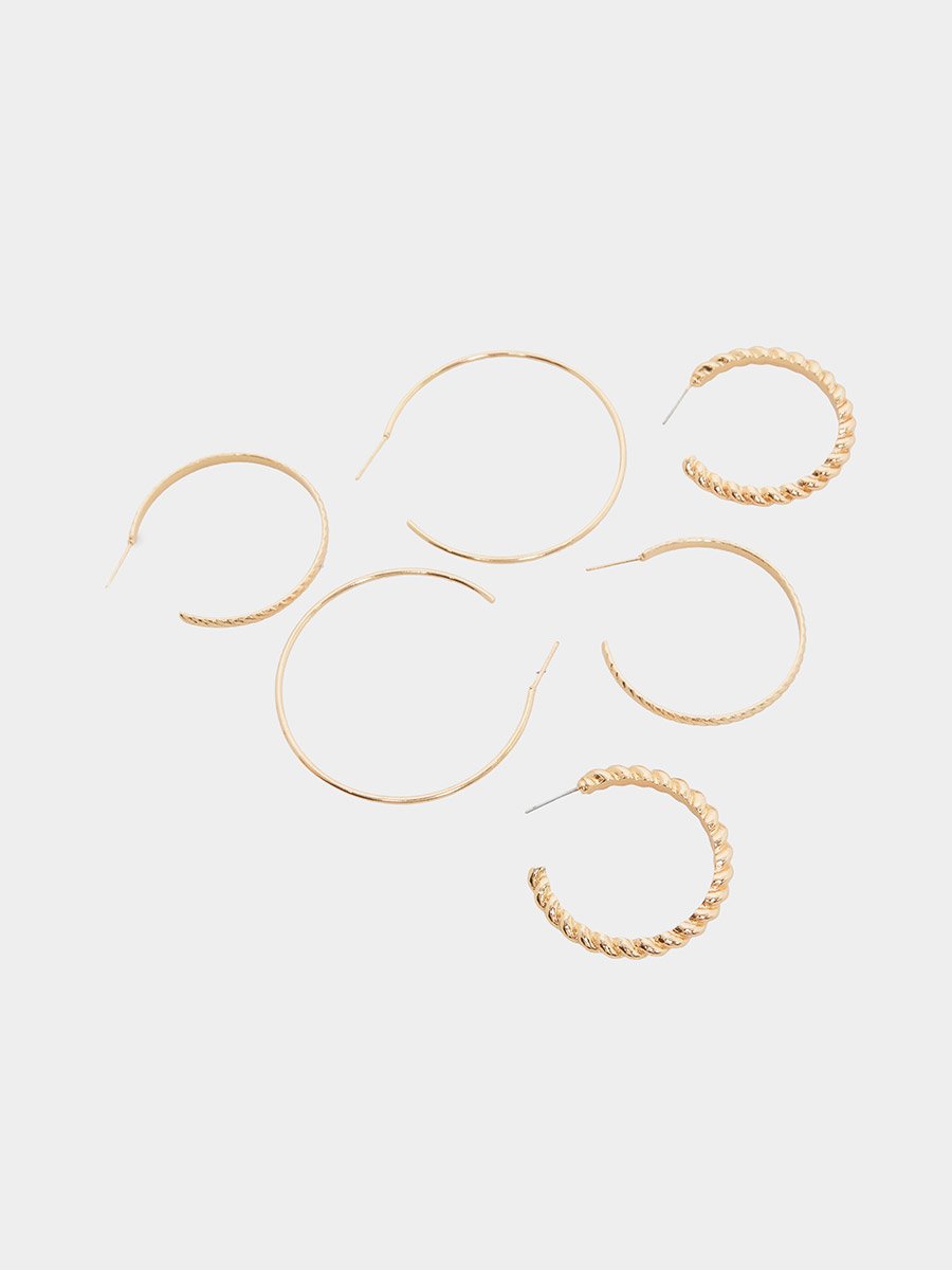 Pack of 6 - Gold Hoop Earrings