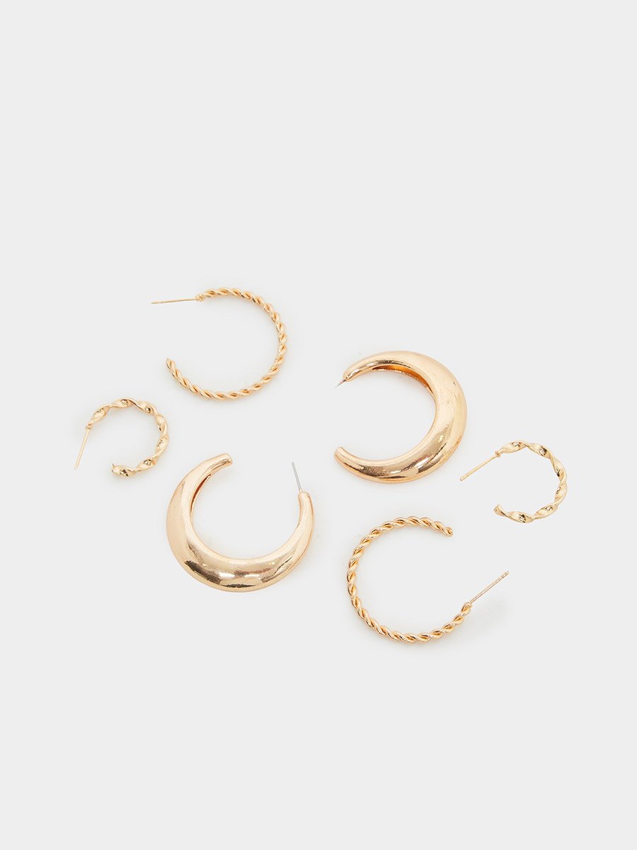 Pack of 6 - Gold Hoop Earrings