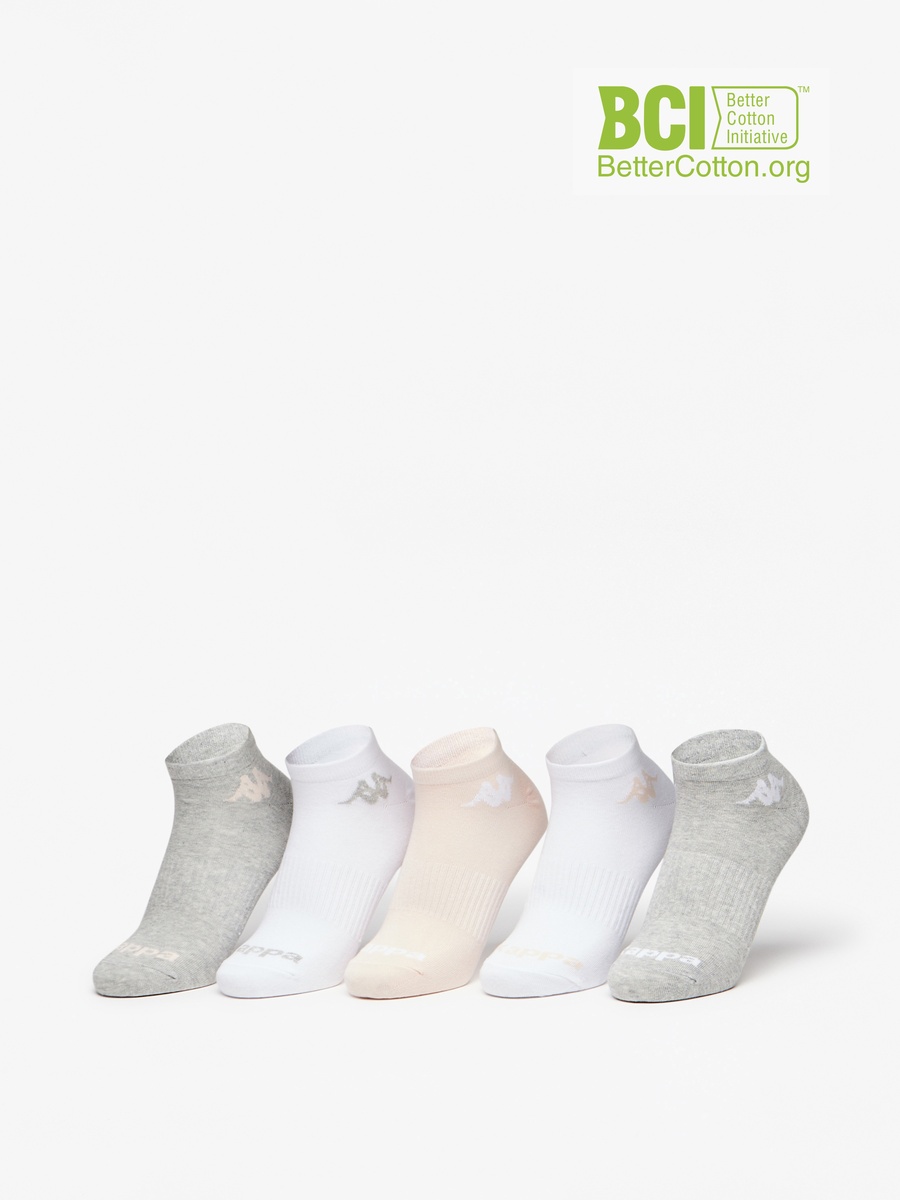 Logo Detail Ankle Length Sports Socks - Set of 5