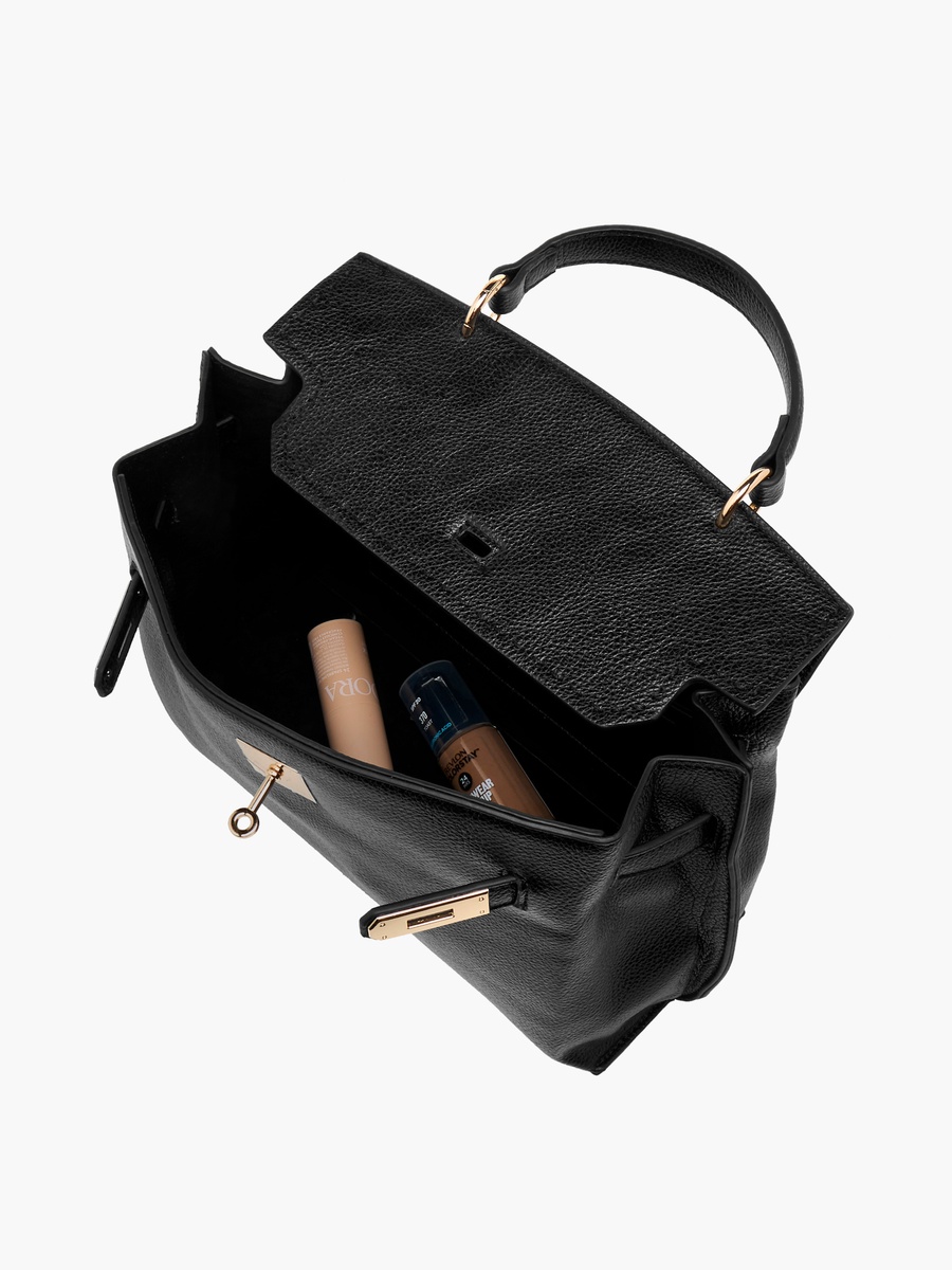 Solid Satchel Bag with Twist Lock Closure -  D 28.5 cm