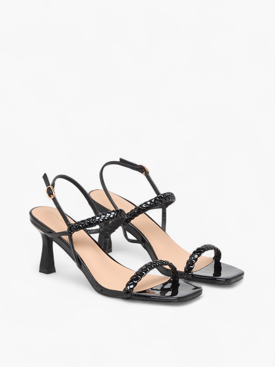 Women Braided Flared Heel Sandals