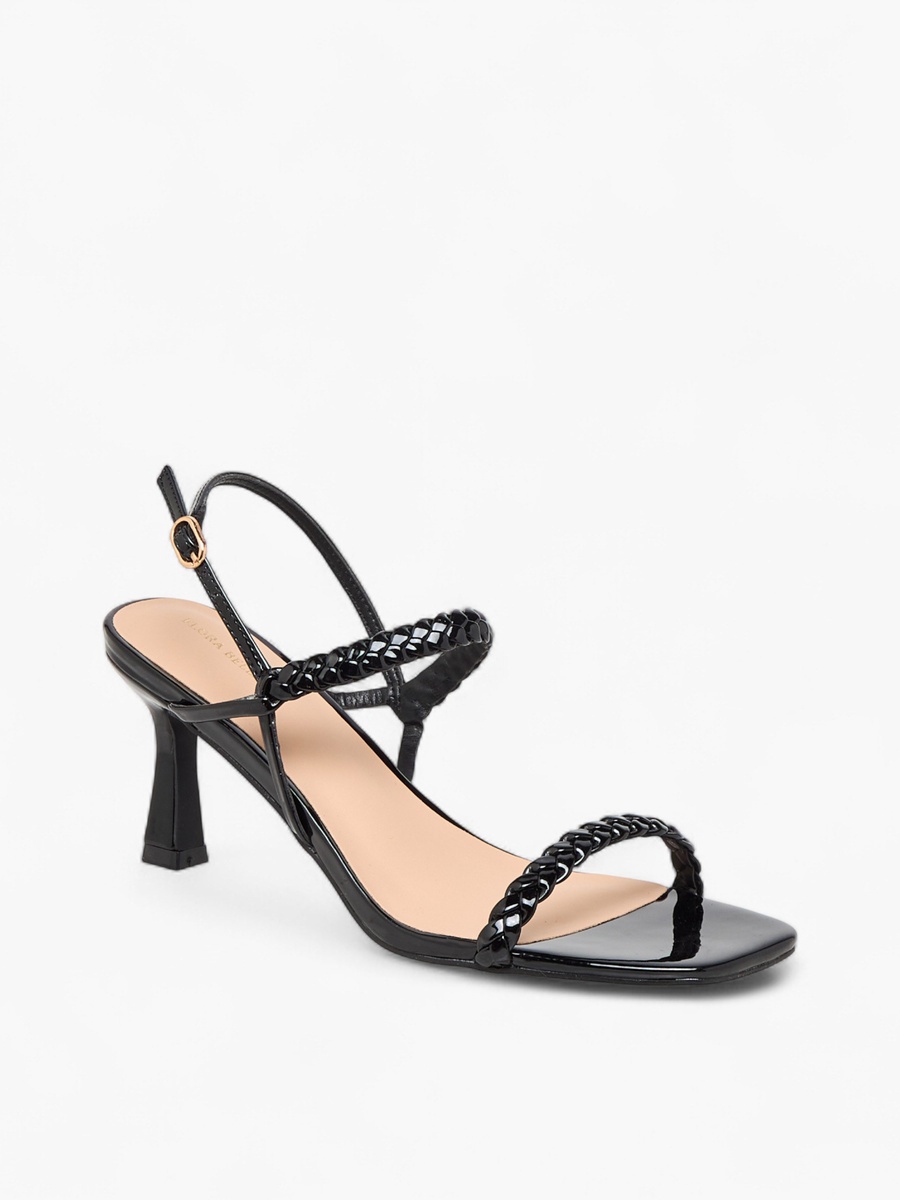 Women Braided Flared Heel Sandals