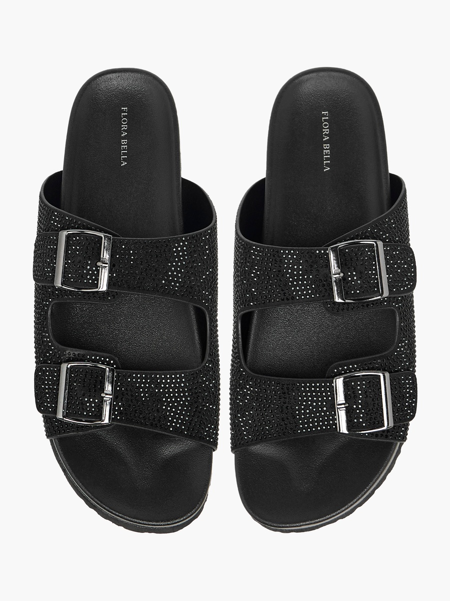 Women Buckle Accent Slip-On Sandals