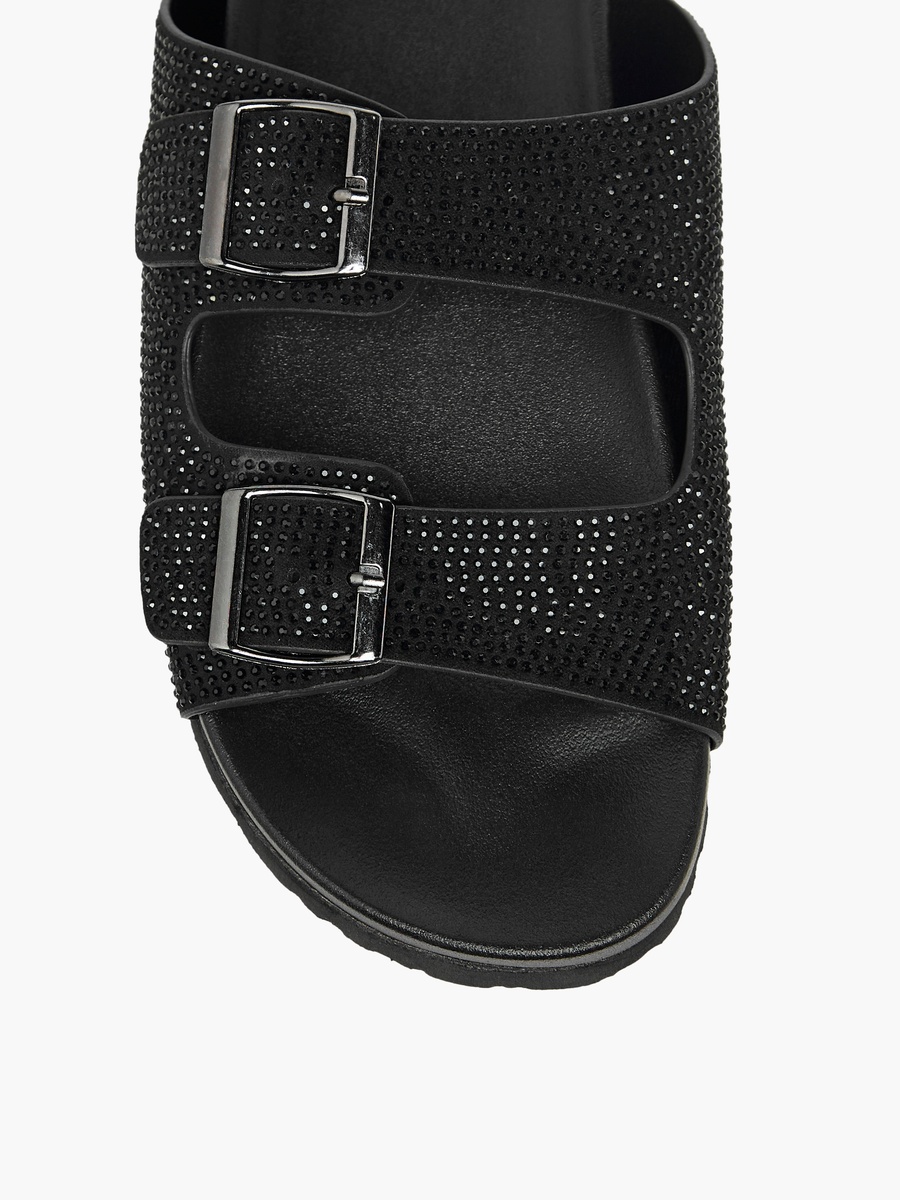 Women Buckle Accent Slip-On Sandals