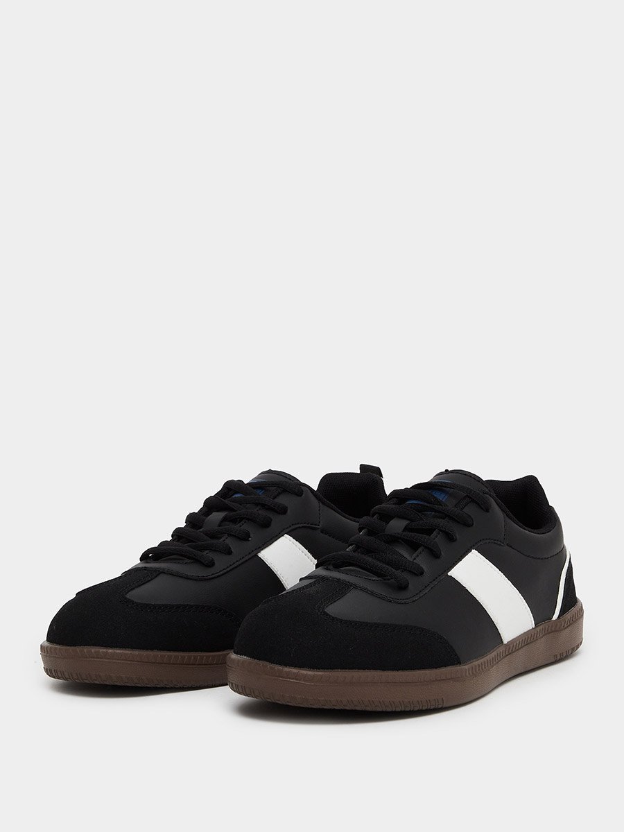 Women Black Retro Lace Up Sneakers