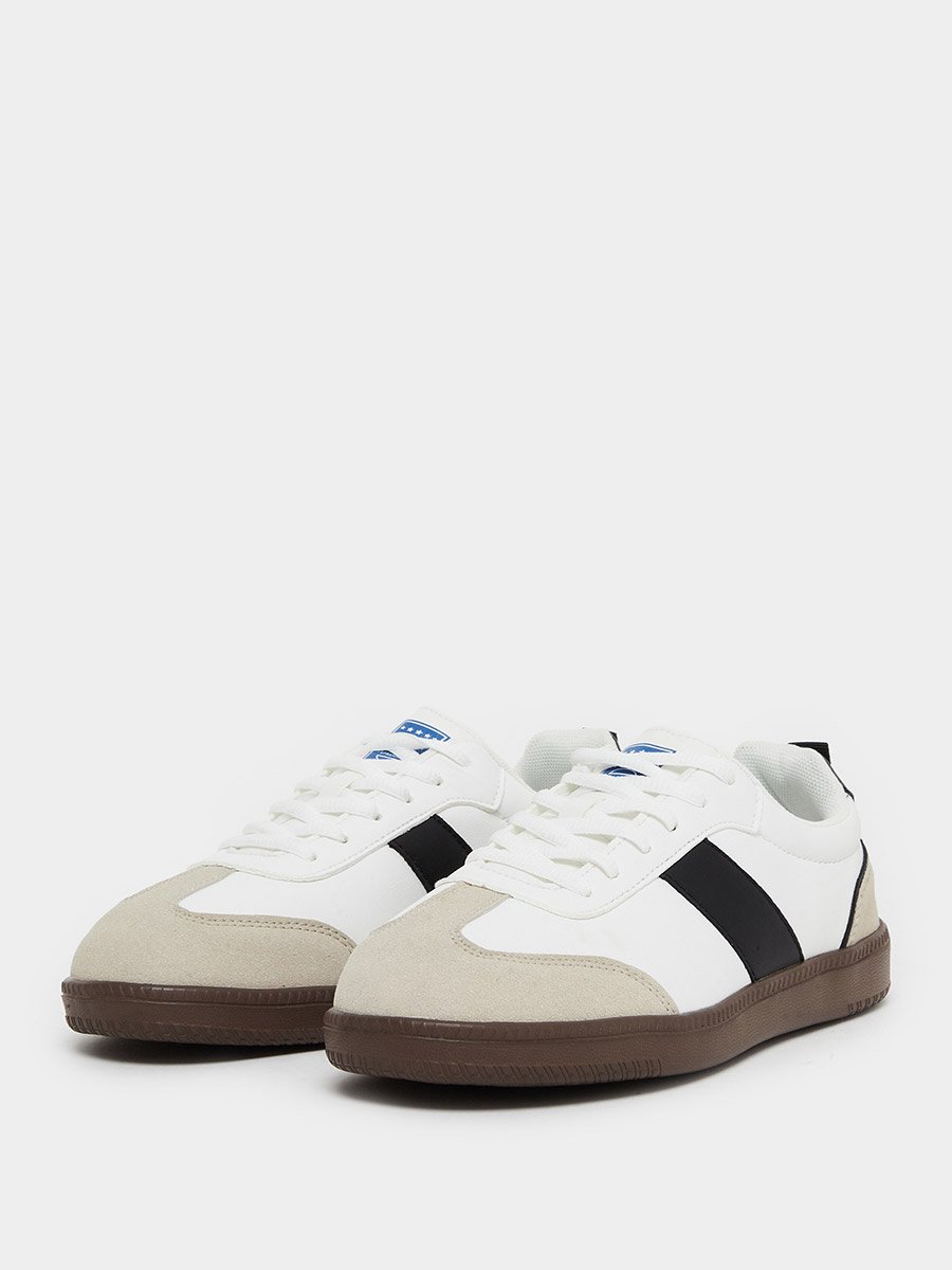 Women White Retro Lace Up Sneakers