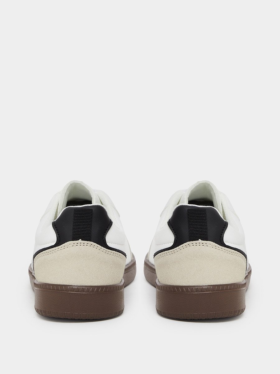 Women White Retro Lace Up Sneakers