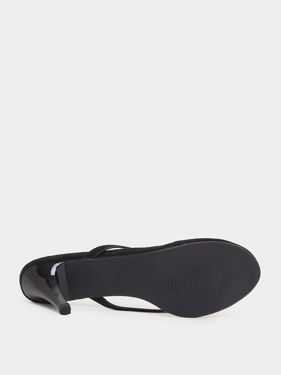 Black Cone Heels Sandals with Gold Detail