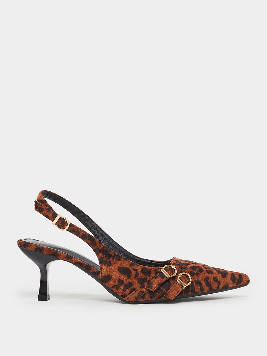 Leopard Print Slingback Stiletto Heel Sandals