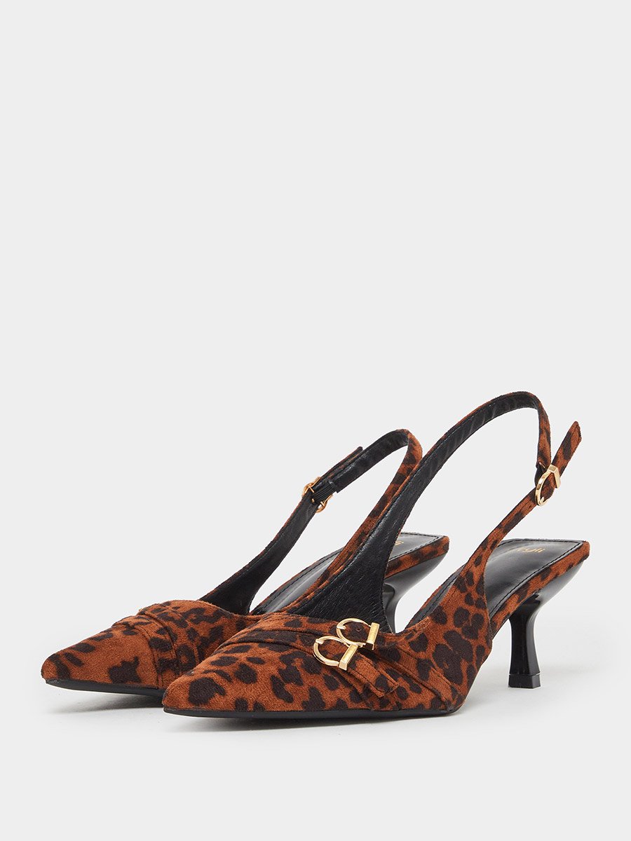 Leopard Print Slingback Stiletto Heel Sandals