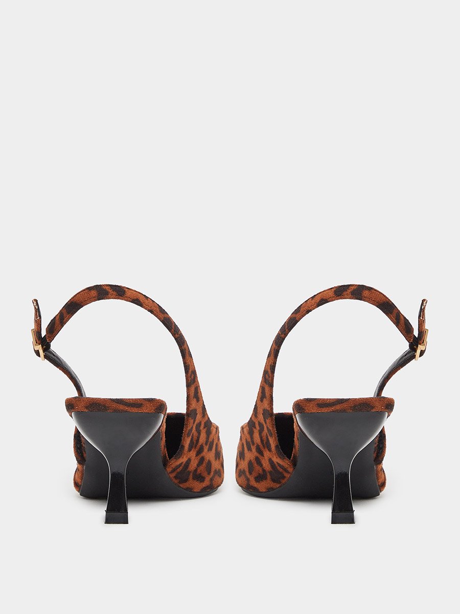 Leopard Print Slingback Stiletto Heel Sandals