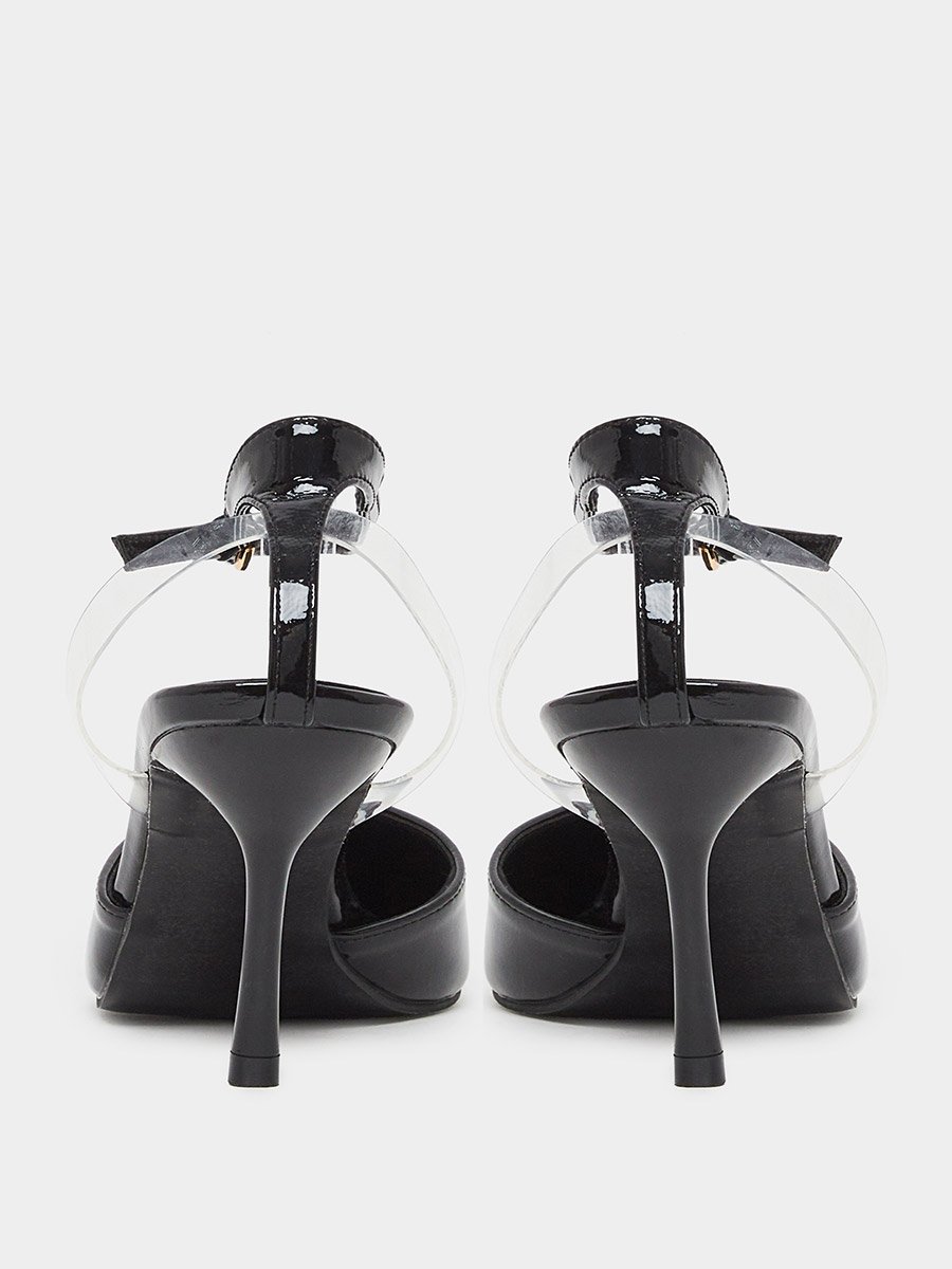 Black Patent Ankle Strap Pointed-Toe Shoes