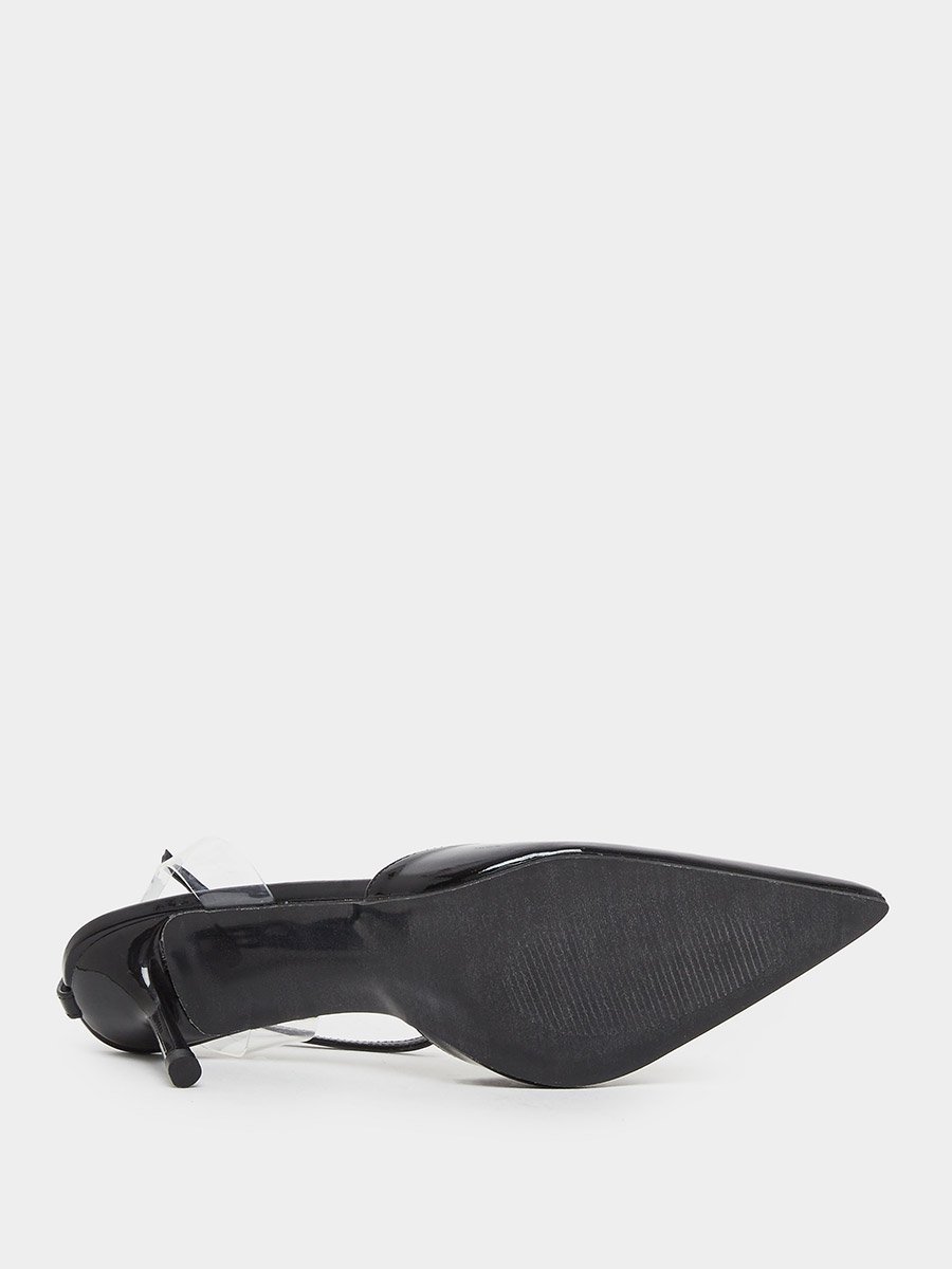 Black Patent Ankle Strap Pointed-Toe Shoes