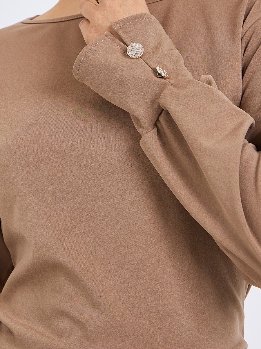 Women Brown Long Sleeve Knit Top