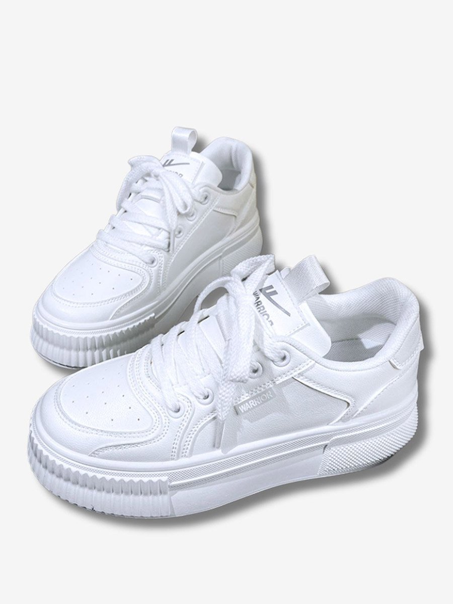 Women Textured Lace Up Casual Sneakers