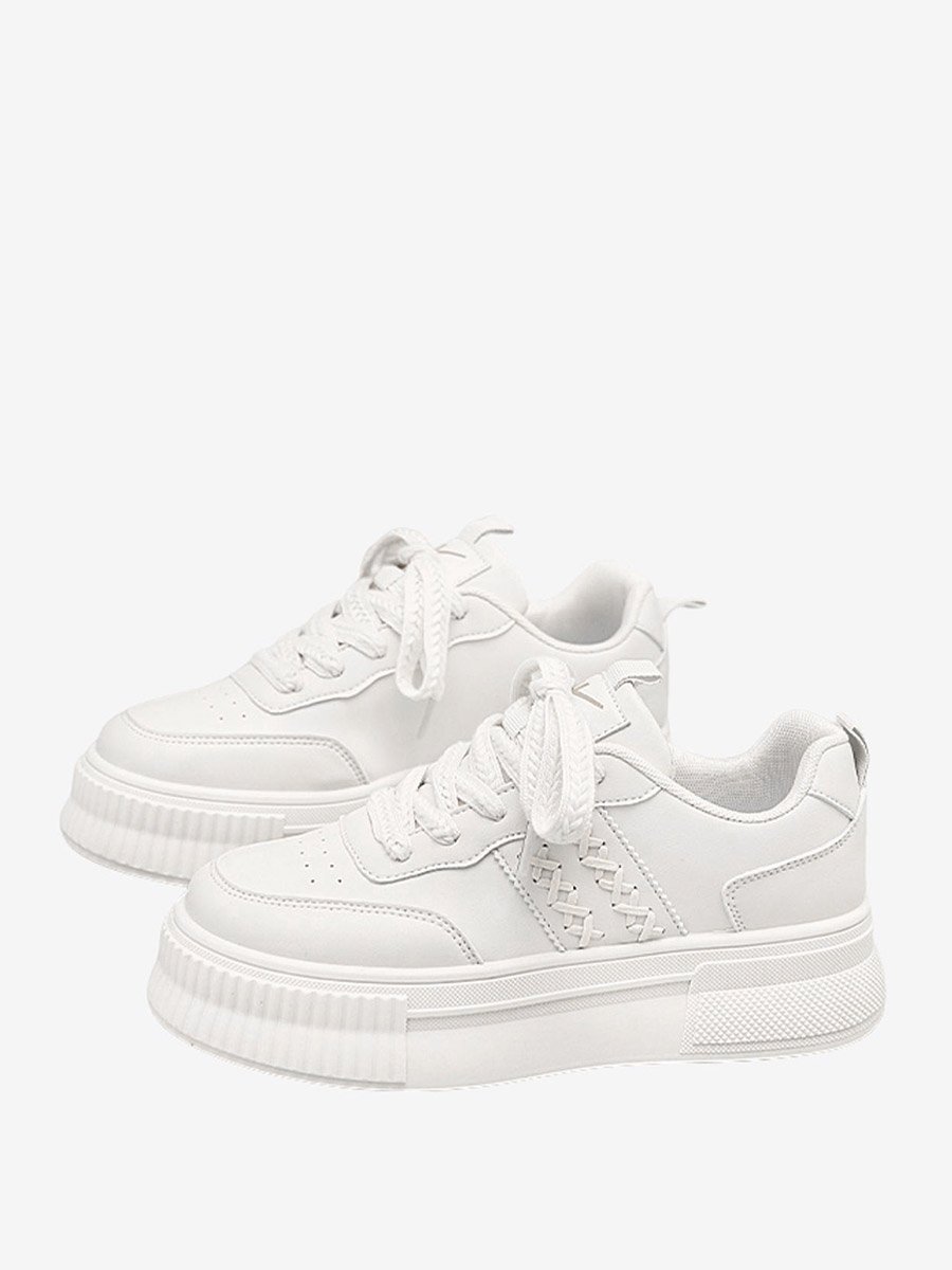 Off White Lace Up Comfort Shoes