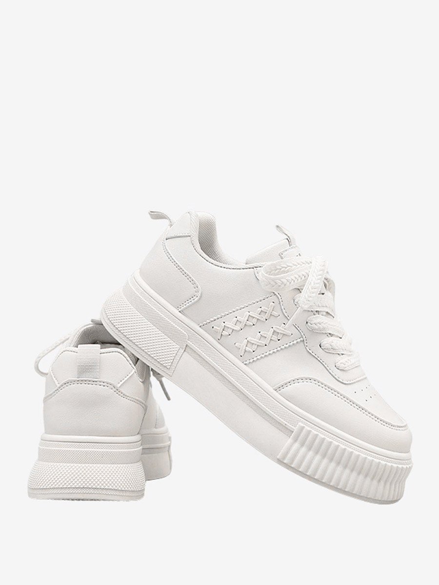 Off White Lace Up Comfort Shoes
