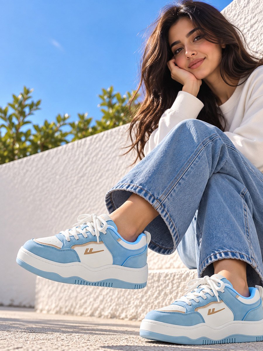 Women Color Block Lace Up Sneakers