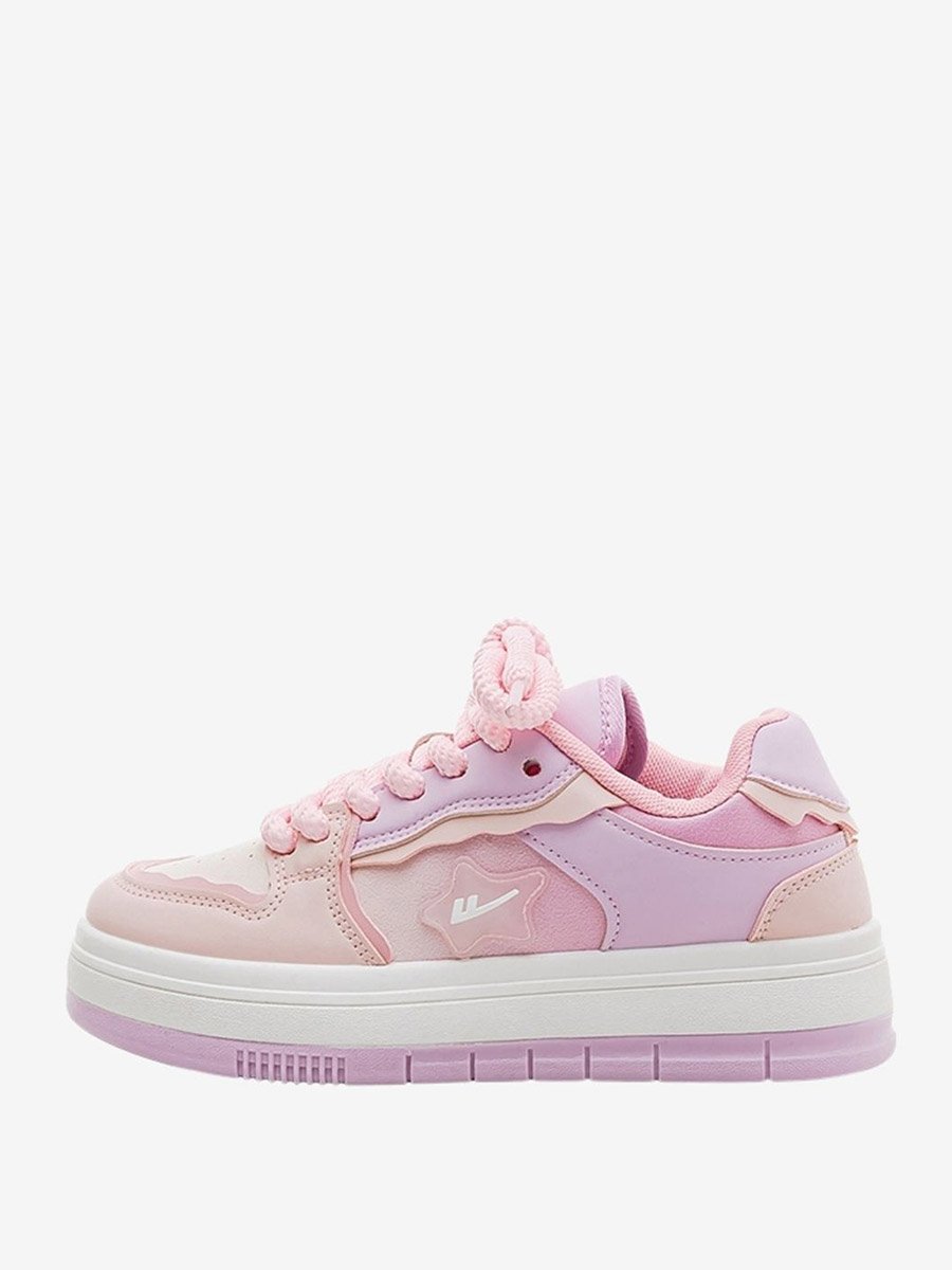 Women Thick Lace Up Color Block Sneakers