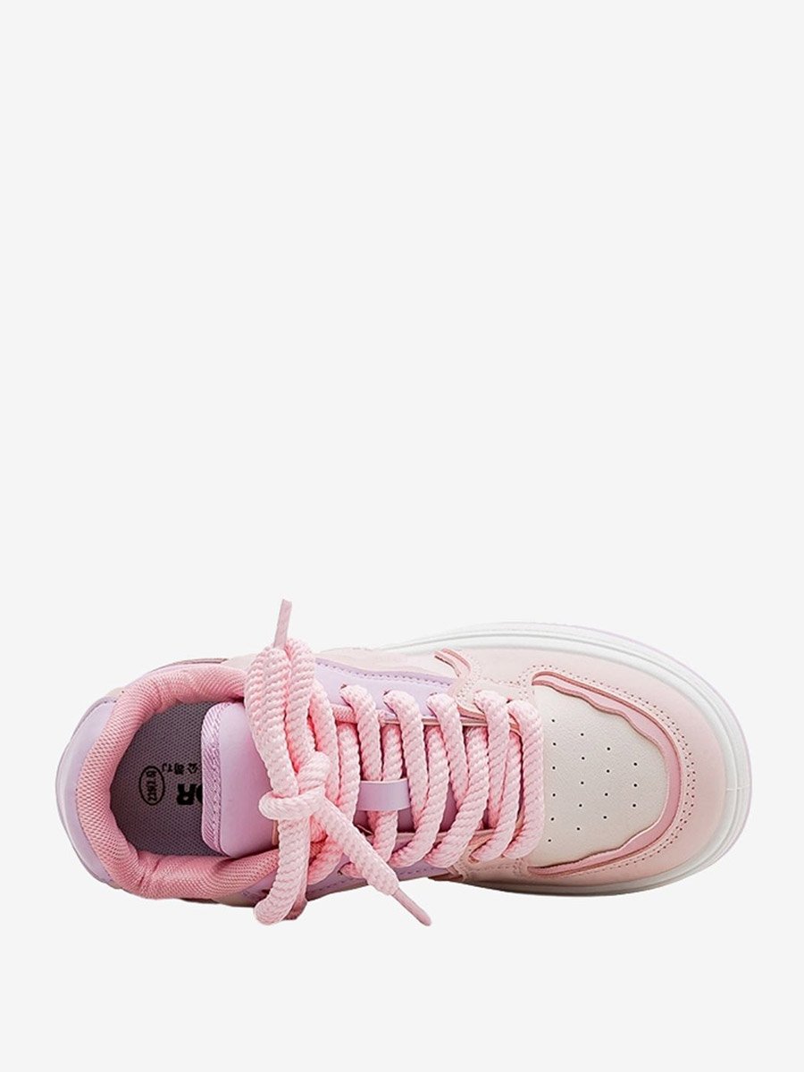 Women Thick Lace Up Color Block Sneakers
