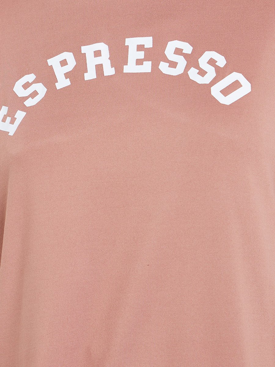 Women Brown Slogan T-Shirt and Striped Pyjama Set