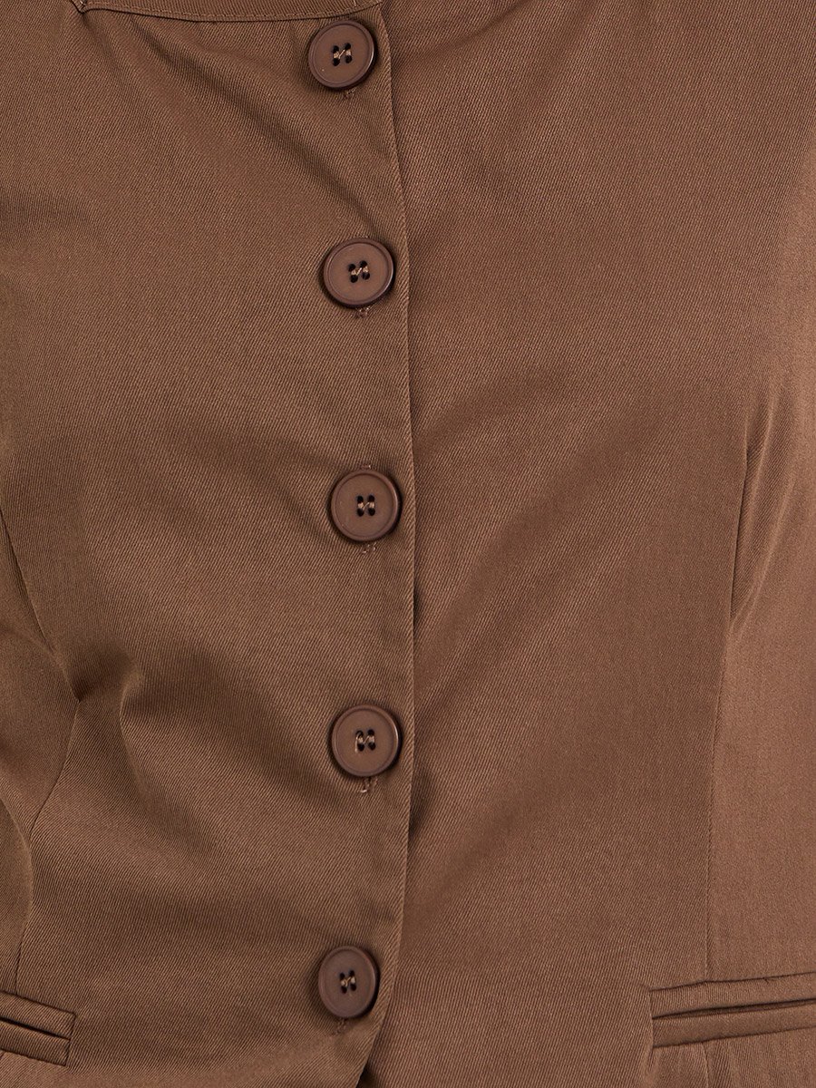 Women Brown Solid Square Neck Waistcoat